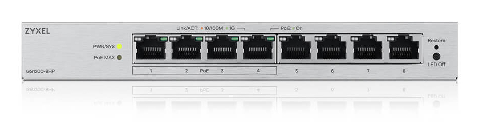 ZyXEL GS1200-8HP v3 PoE+ - Switch - Switch - 1 Gbps, Ansicht 4