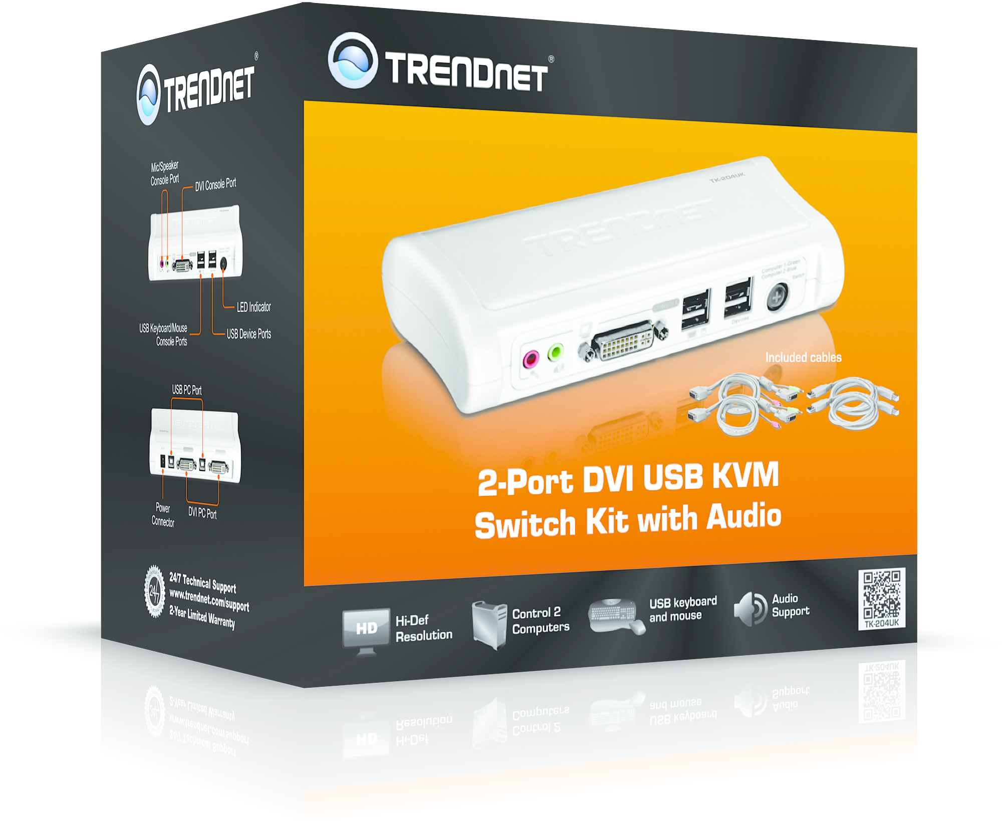 TRENDnet TK 204UK - KVM-/Audio-Switch - 2 x KVM/Audio, Ansicht 2