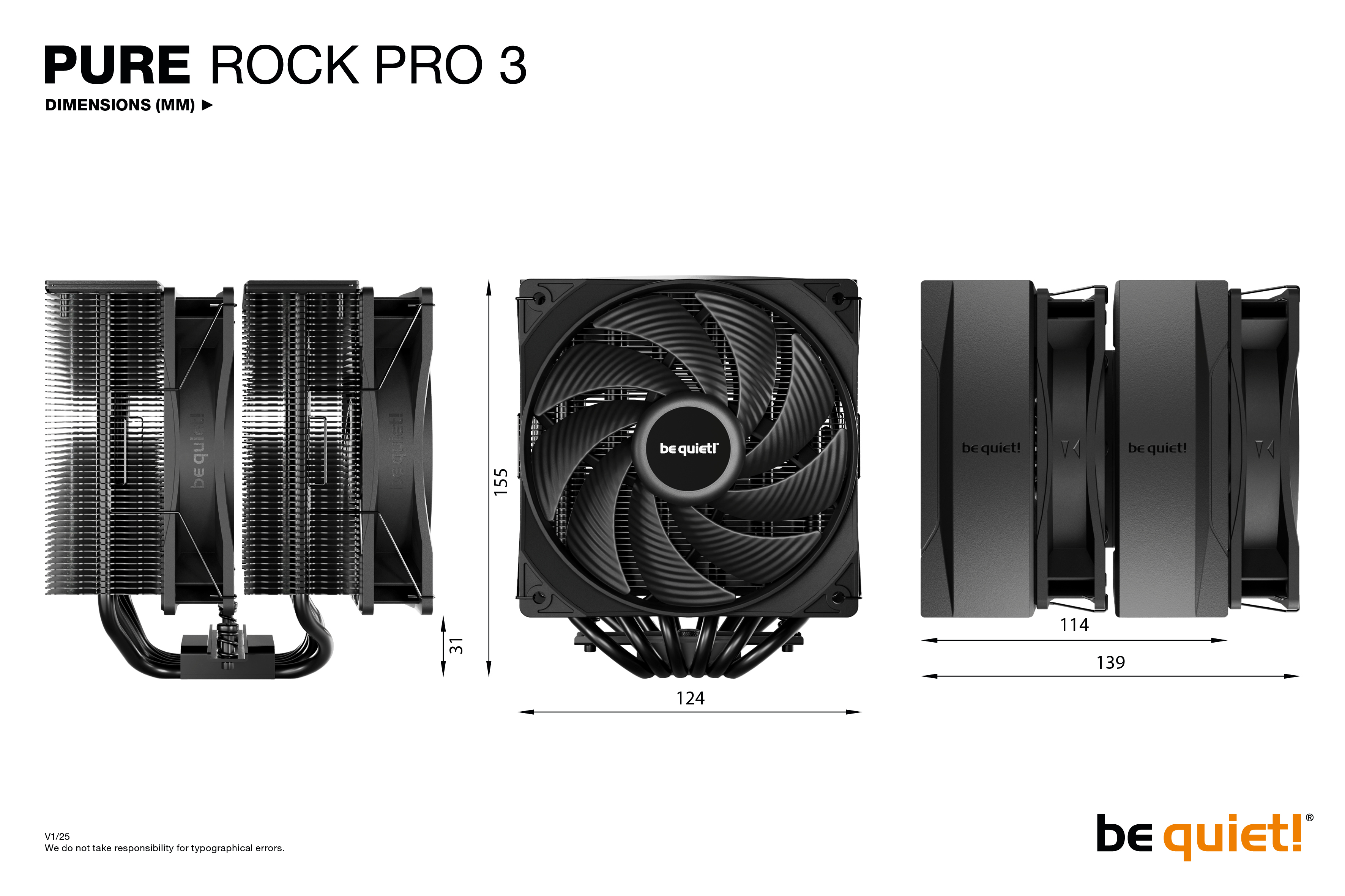 Be Quiet! Pure Rock PRO 3 Black CPU Kühler für Intel und AMD schwarz, Ansicht 2