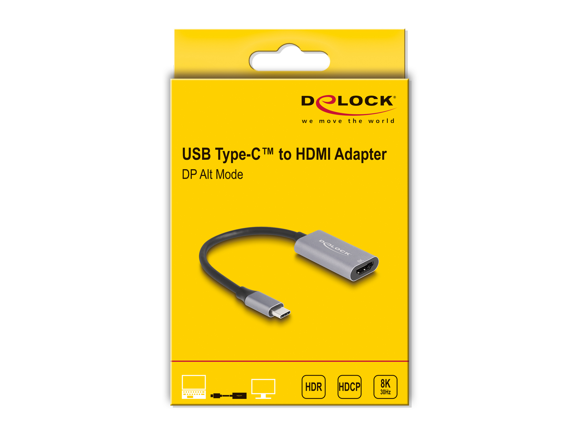 Delock Ultra High Speed - Videoadapter - 24 pin USB-C männlich zu HDMI weiblich - 15 cm - Grau/Schwarz - unterstützt 8K, Ansicht 3
