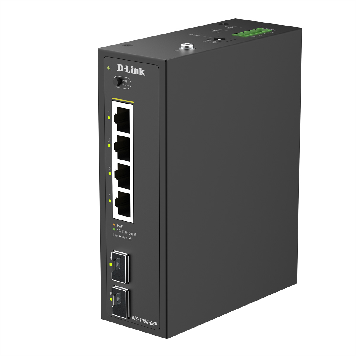 D-Link DIS 100G-06P - Switch - industriell - unmanaged - 4 x 10/100/1000 (PoE)