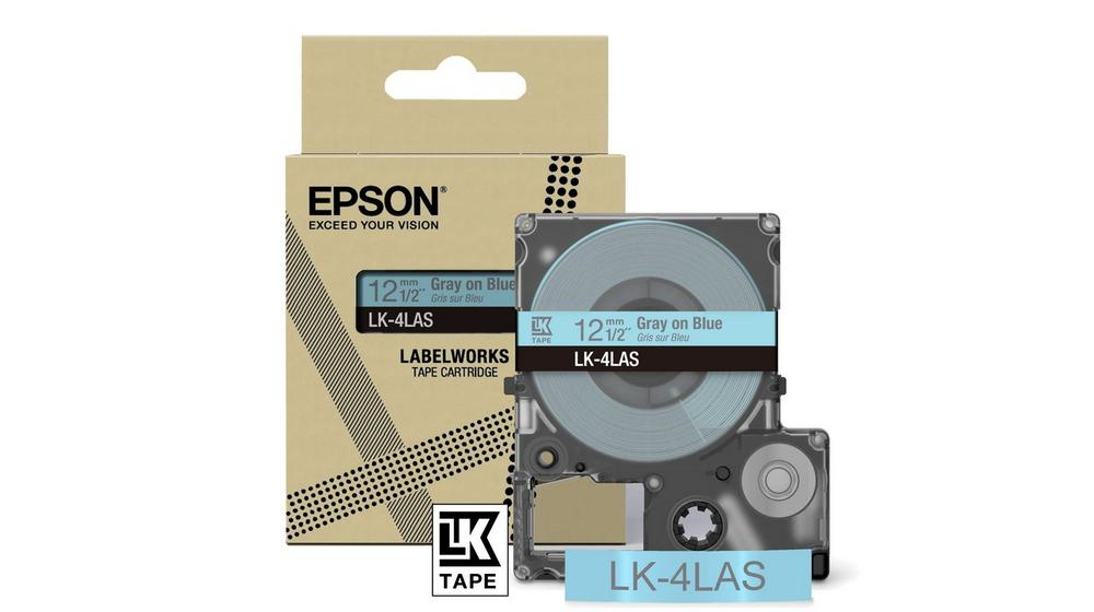 Epson LabelWorks LK-4LAS - Grau auf Blau - Rolle (1,2 cm x 8 m), Ansicht 2