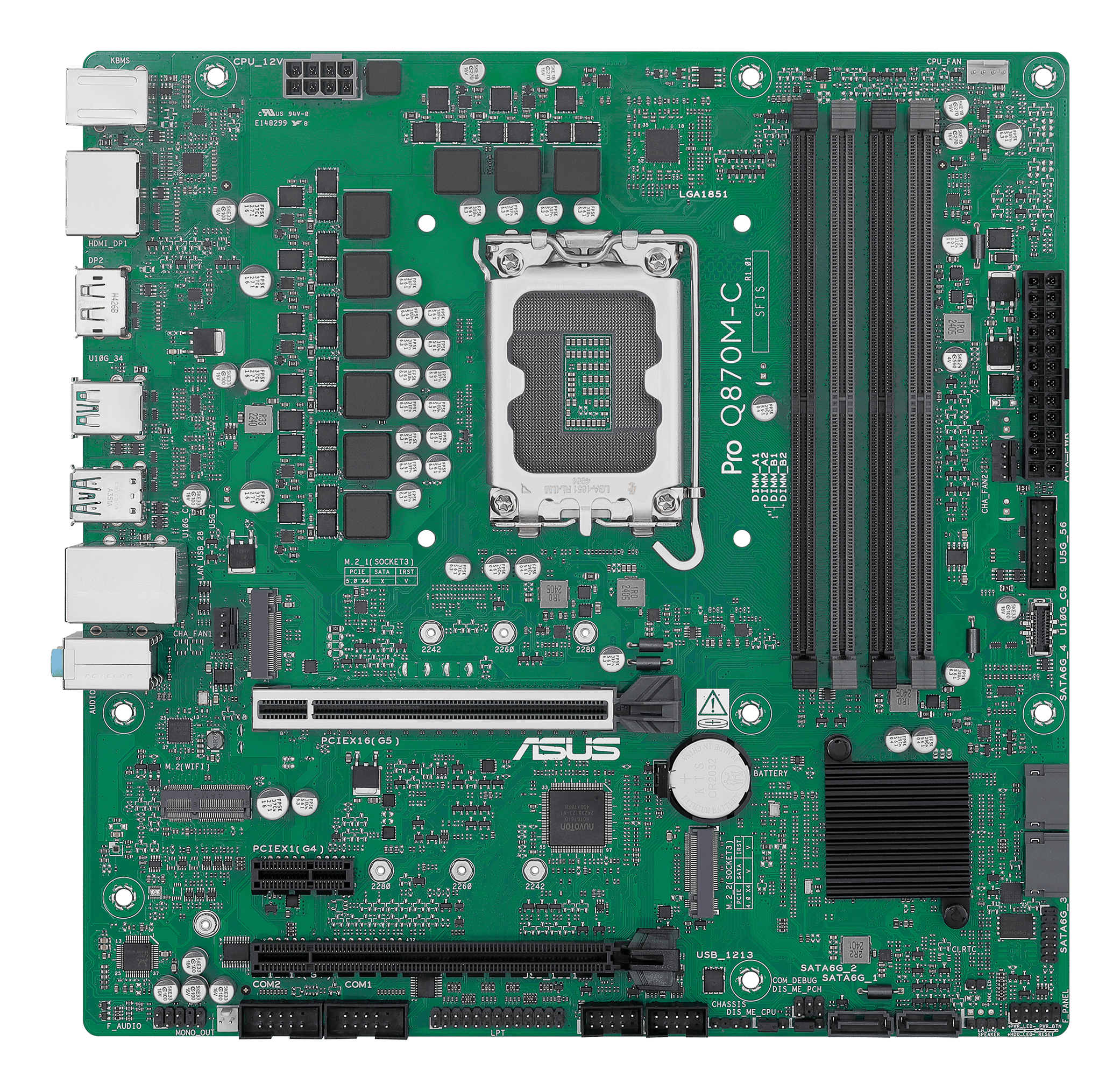 ASUS Pro Q870M-C-CSM - Motherboard - micro ATX - LGA1851-Sockel - Q870 Chipsatz - Gigabit LAN, Ansicht 3
