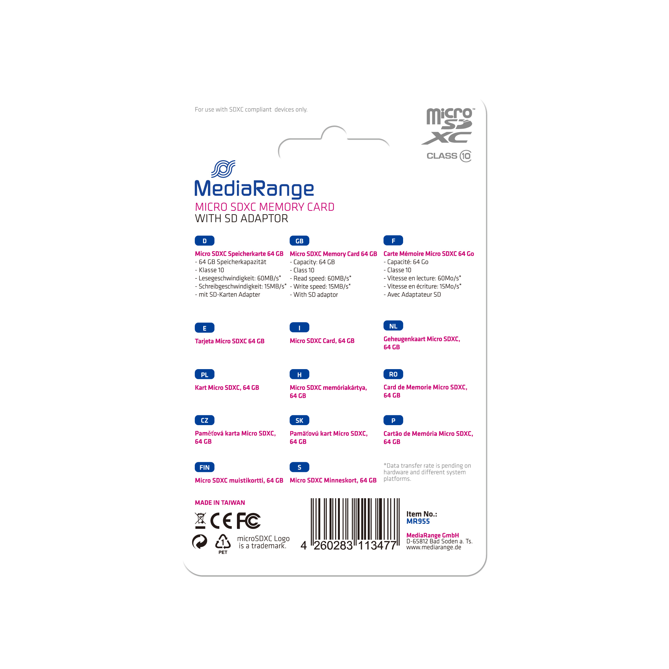 MEDIARANGE Flash-Speicherkarte (microSDXC-an-SD-Adapter inbegriffen), Ansicht 2
