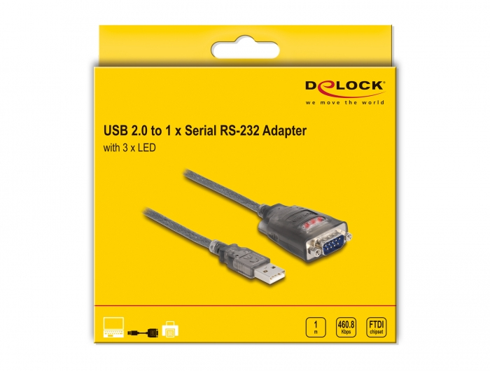 Delock Serieller Adapter - USB 2.0 - RS-232 x 1, Ansicht 2