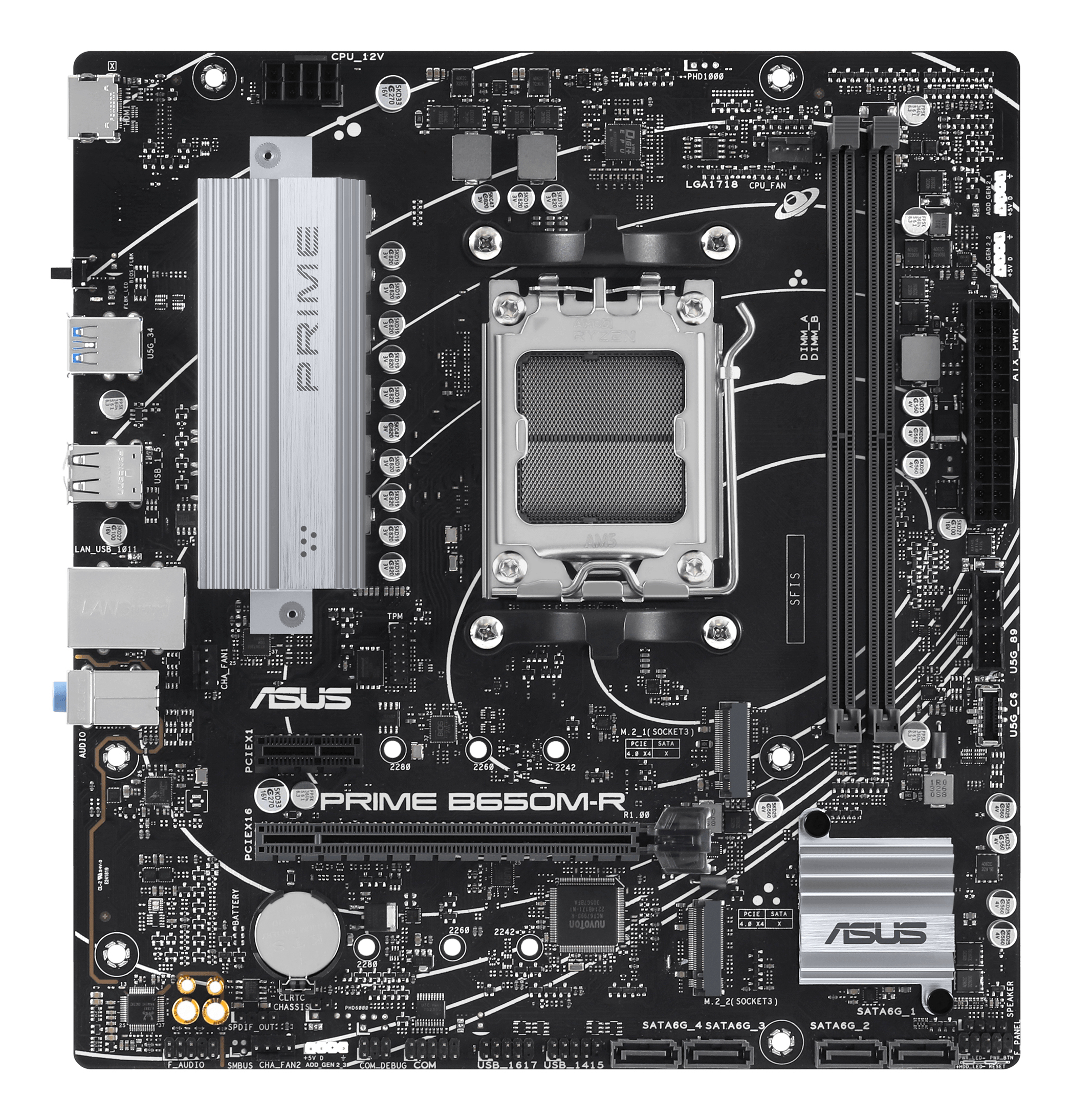 ASUS PRIME B650M-R - Motherboard - micro ATX - Socket AM5 - AMD B650 Chipsatz - USB 3.2 Gen 1, USB-C 3.2 Gen 1, Ansicht 3