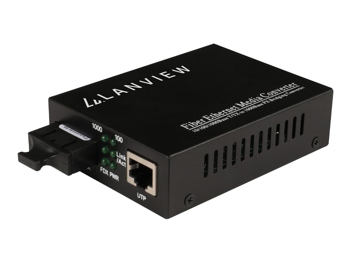 Lanview 10/100/1000Base-T RJ45 to 1000Base-X SC Unmanaged Media - 1 Gbps - RJ-45 (LVN-MED-SC-1000BASE-X) - Converter, Ansicht 2