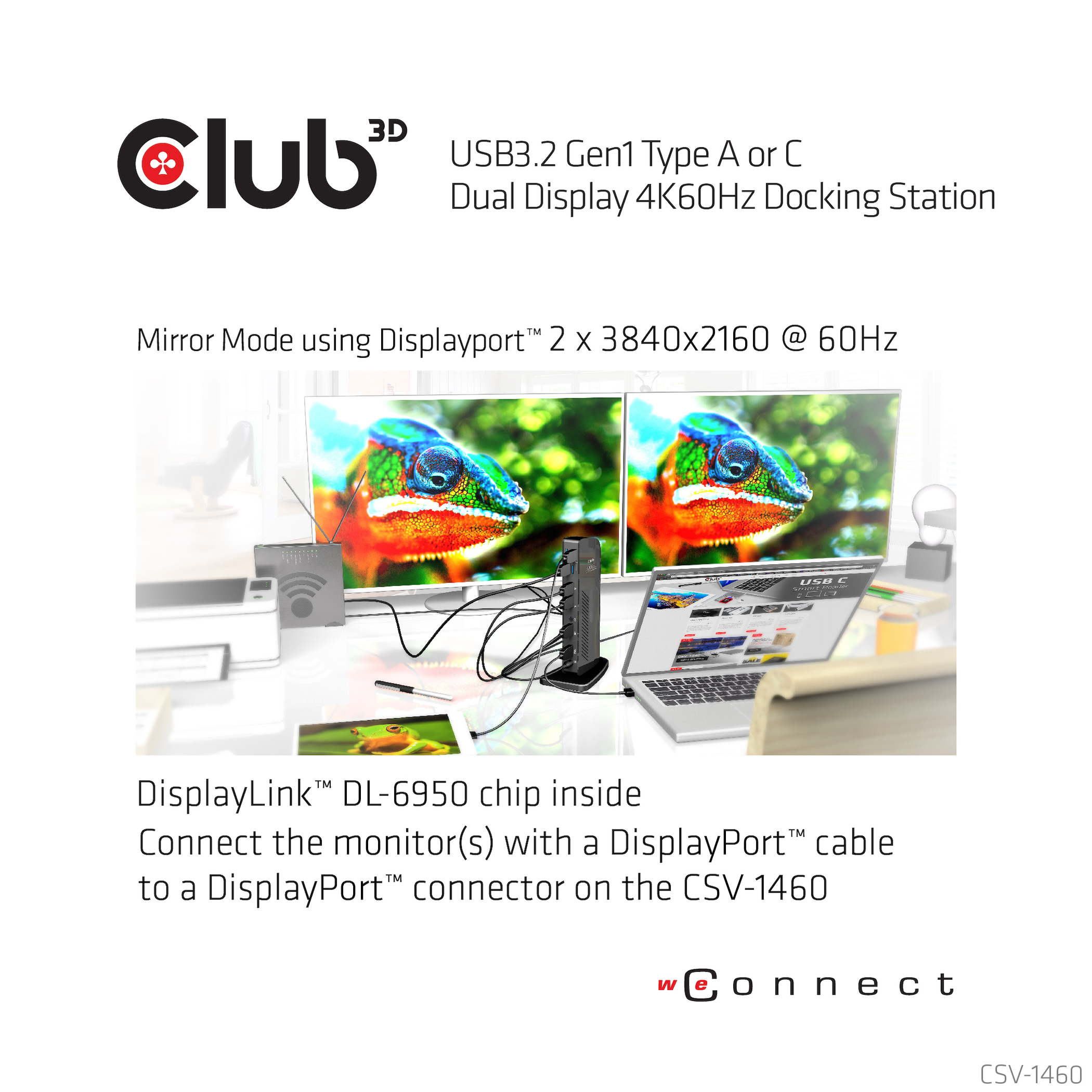 Club 3D SenseVision USB 3.0 Dual Display 4K60Hz Docking Station, Ansicht 2