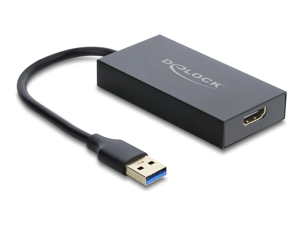 Delock Videoadapter - USB Typ A männlich zu HDMI weiblich - 20 cm - Schwarz - 4K30Hz (3840 x 2160)