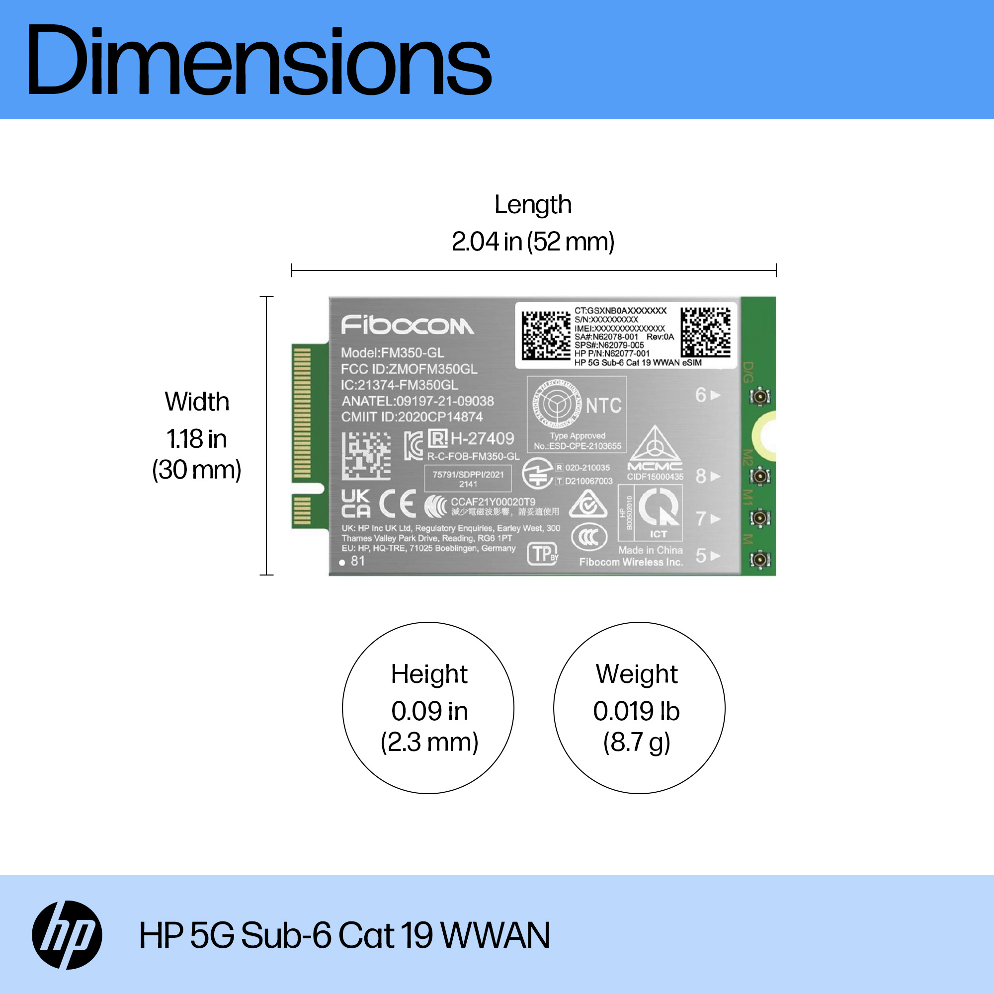 HP  Drahtloses Mobilfunkmodem - 5G - für Elite x360, Ansicht 3