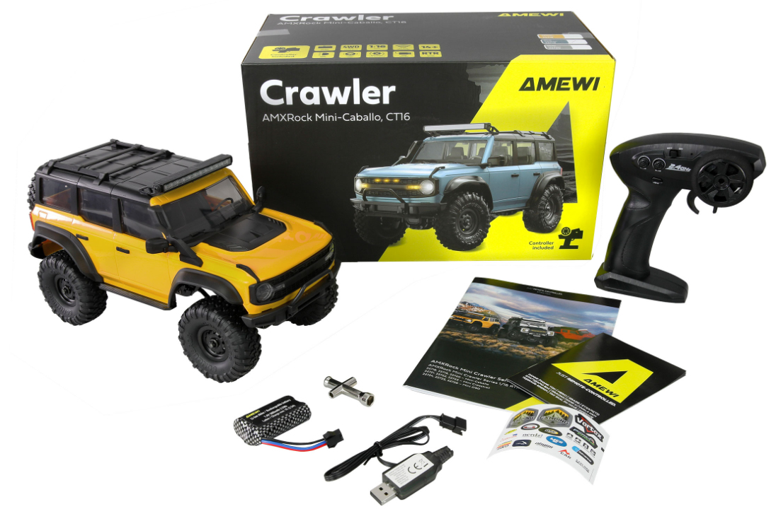 Amewi RC Crawler Mini-Cabalo AMXRock 4WD 1 16 RTR gelb, Ansicht 3