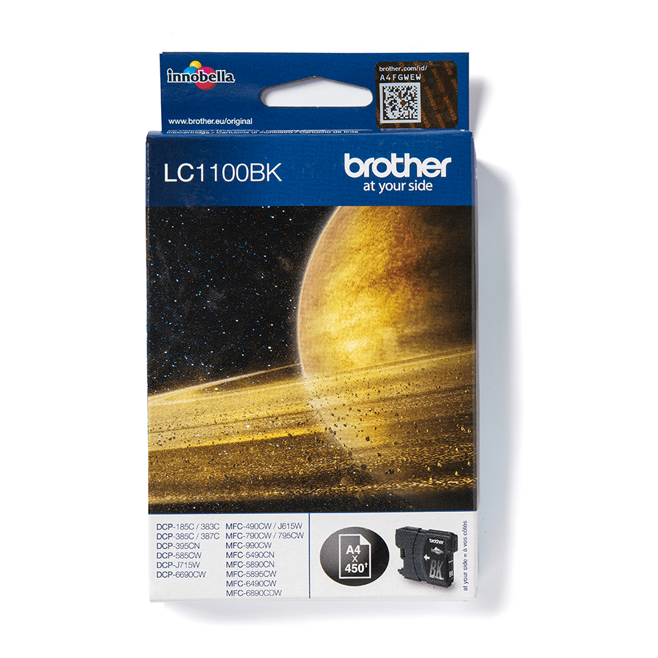 Brother LC1100BK, Schwarz, 1 Stück(e), 450 Seiten, Einzelpackung