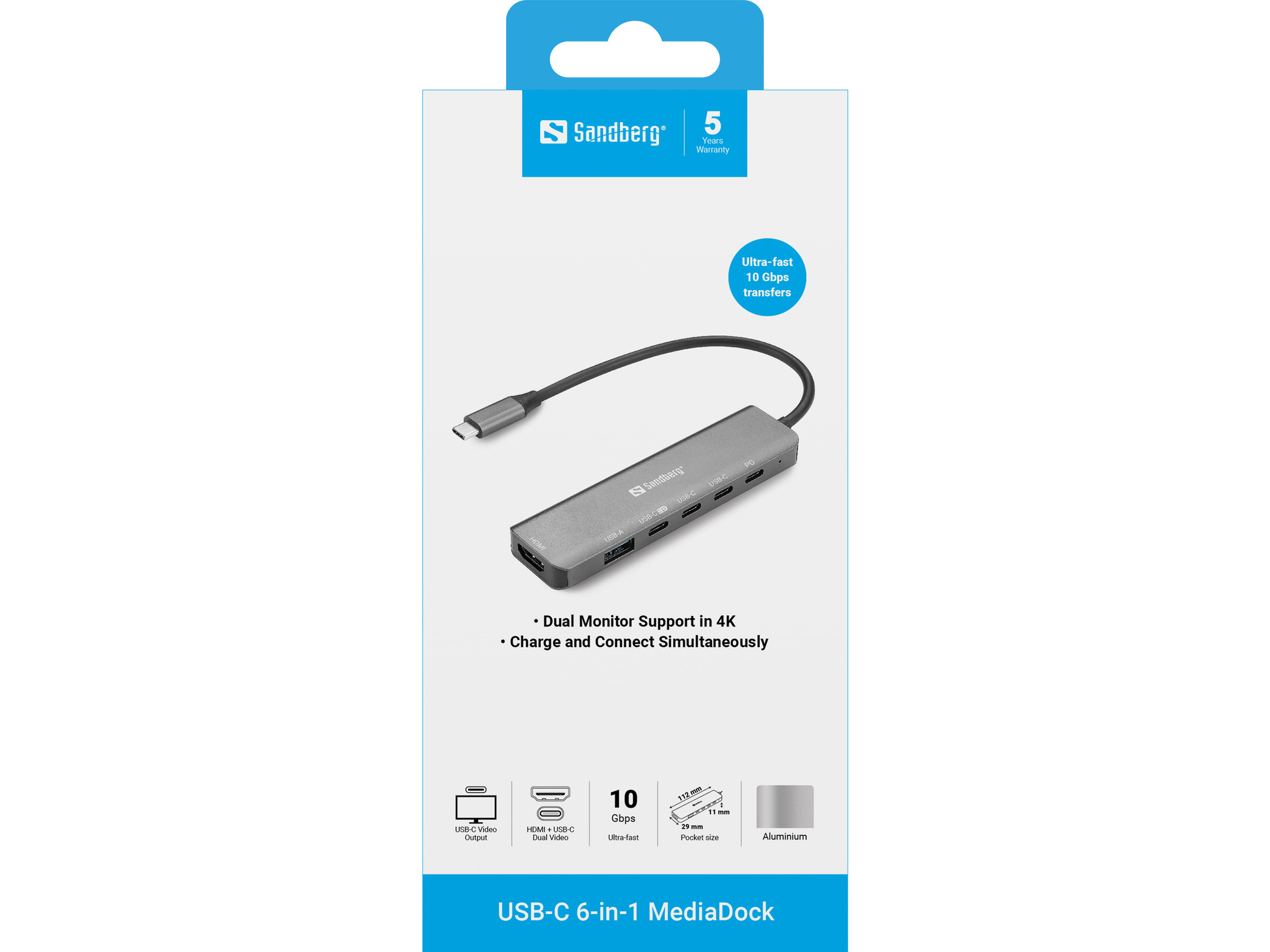 SANDBERG 6-in-1 MediaDock - Dockingstation - für Laptop, Ansicht 3