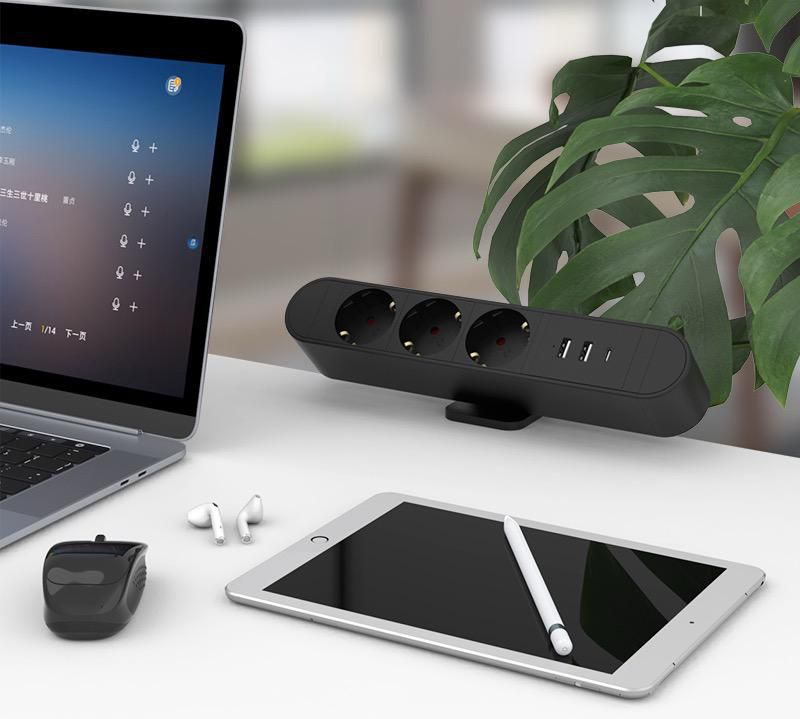 MicroConnect Multi Desktop Power Socket 3 Ways Schuko 1 x USB-A 2 - Steckdosenleiste, Ansicht 4