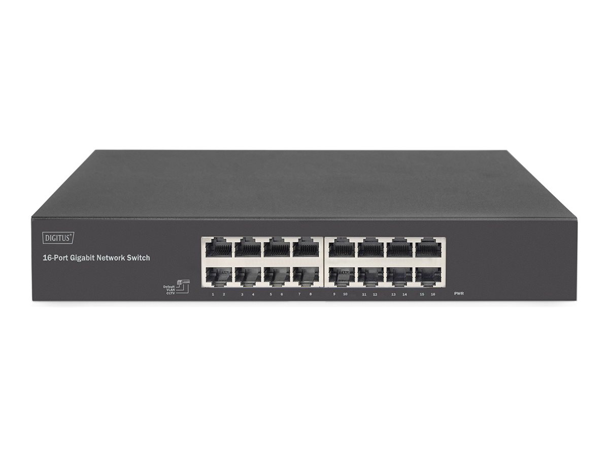 DIGITUS 16-Port Gigabit Switch, 19 Zoll, Unmanaged