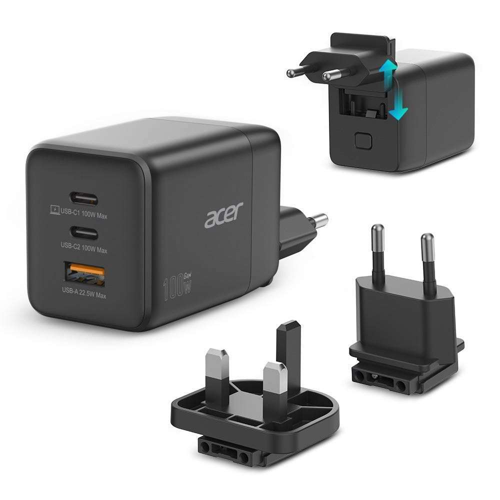 Acer GaN charger 2x USB-C+ 1x USB-A black, Ansicht 2