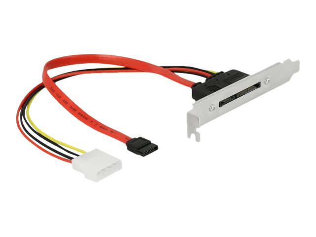 Delock Slot bracket with 1 x SATA 22 pin plug external - SATA-Blende internextern - Serial ATA 150300600 - interne Stromversorgung 4-polig eSATA zu SATA Combo (S)