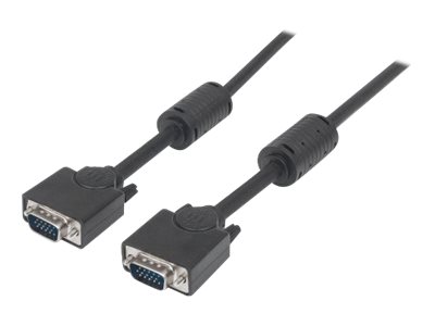 Manhattan VGA Monitor Cable (with Ferrite Cores), 3m, Black, Male to Male, HD15, Cable of higher SVGA Specification (fully compatible)