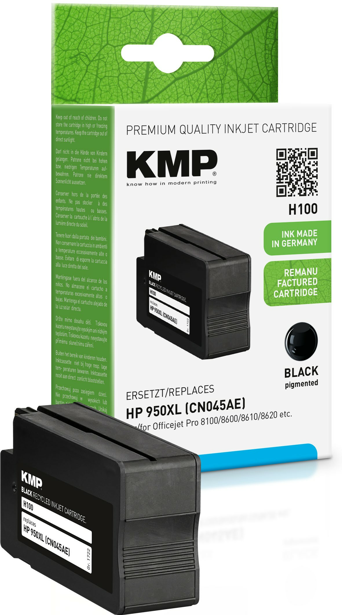 KMP H100 - 80 ml - Schwarz - kompatibel - Tintenpatrone (Alternative zu: HP 950XL, HP CN045AE), Ansicht 3