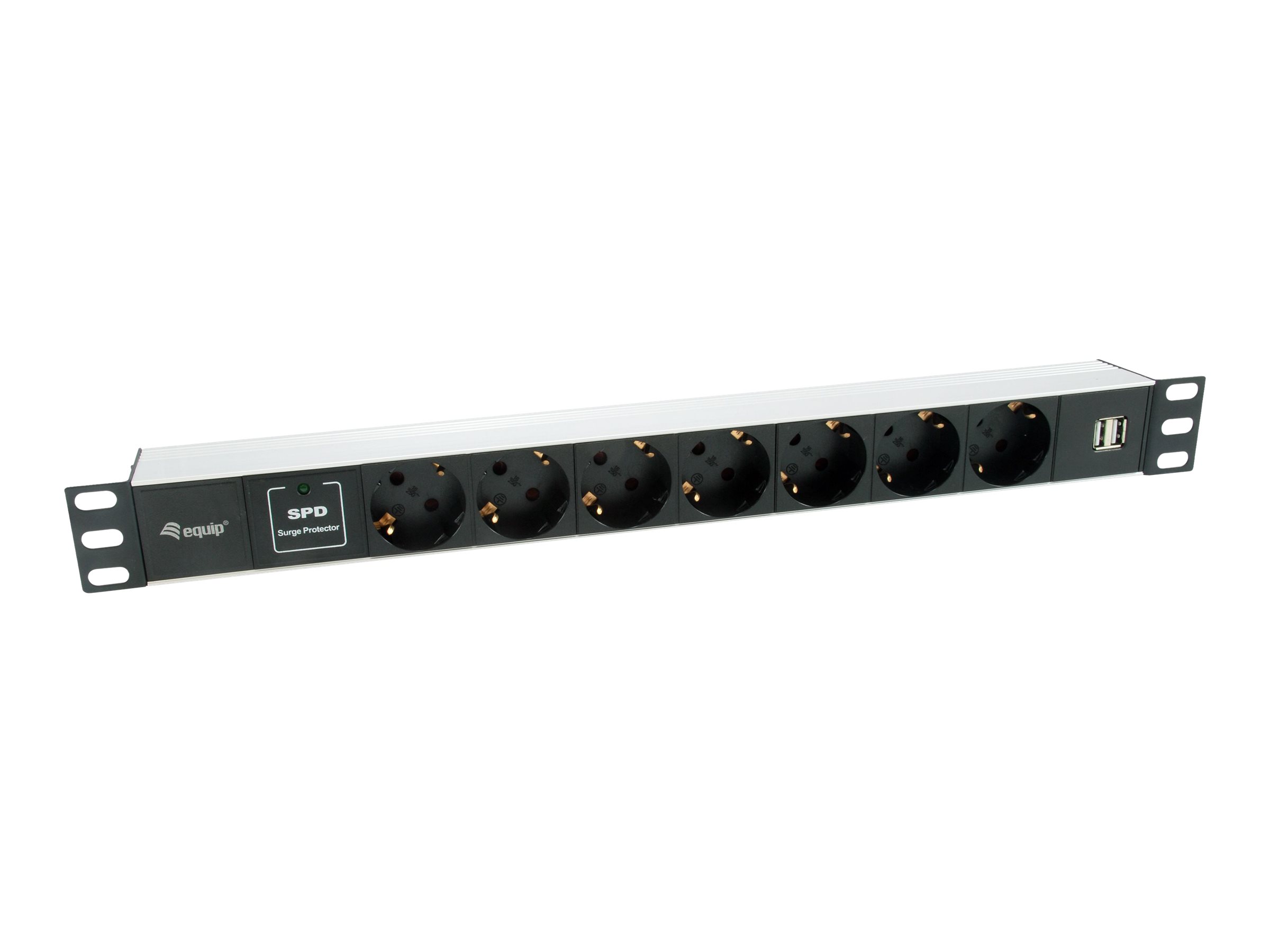 Equip Pro - Stromverteilungseinheit (Rack - einbaufähig) - Wechselstrom 220-240 V - 3500 Watt - Eingabe, Eingang power CEE 7/7 - Ausgangsanschlüsse: 7 (power CEE 7/7, 2 x USB)