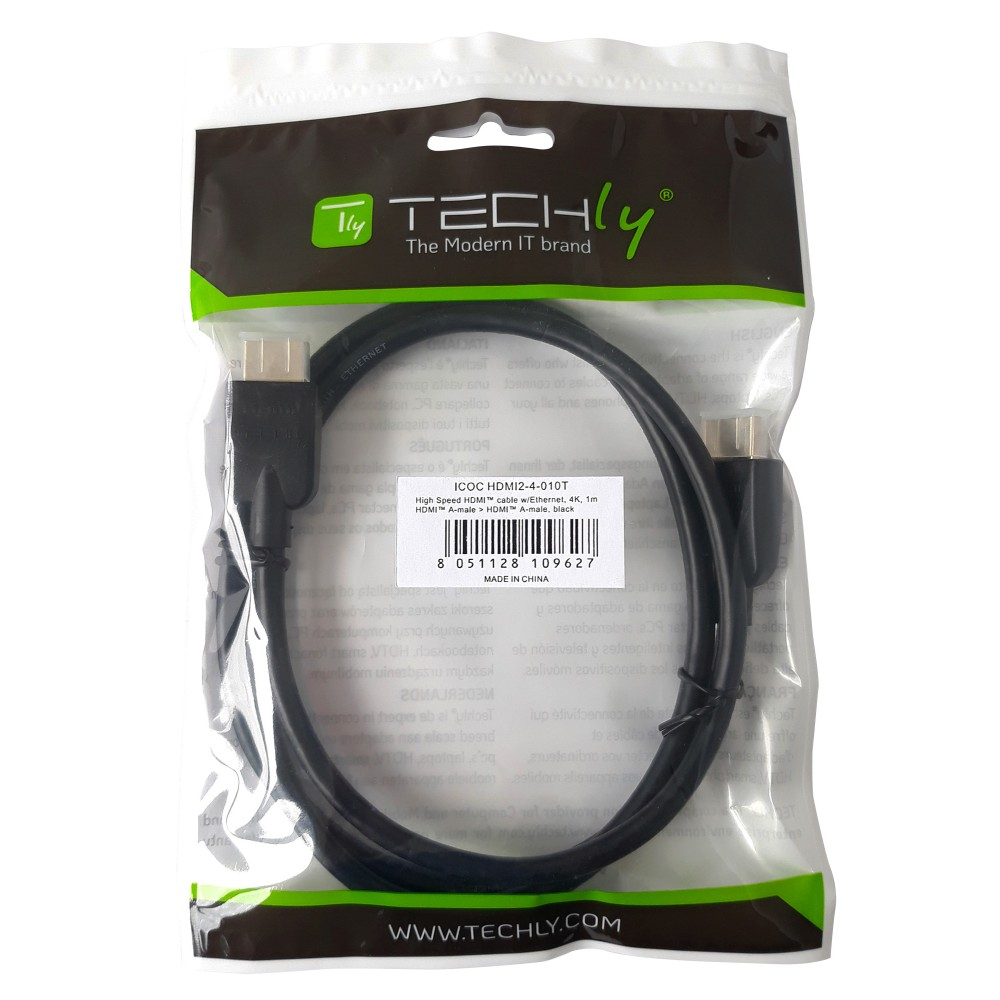 Techly HDMI 4K 60Hz High Speed Anschlusskabel mit Ethernet schwarz 5 m - Kabel - Digital/Display/Video, Ansicht 2