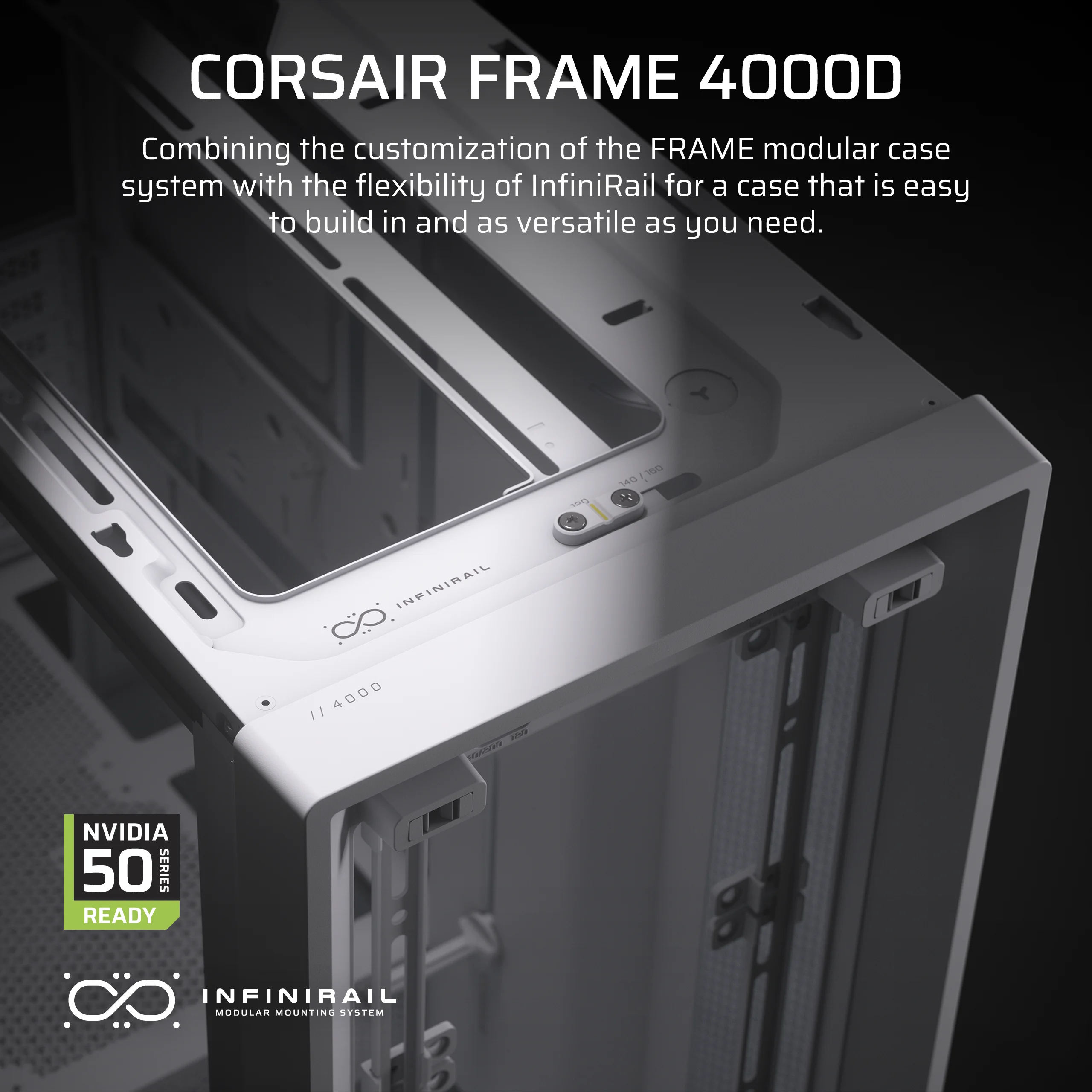 Corsair FRAME 4000D - Midi-Tower Gaming - E-ATX - Seitenteil mit Fenster (gehärtetes Glas), Ansicht 2