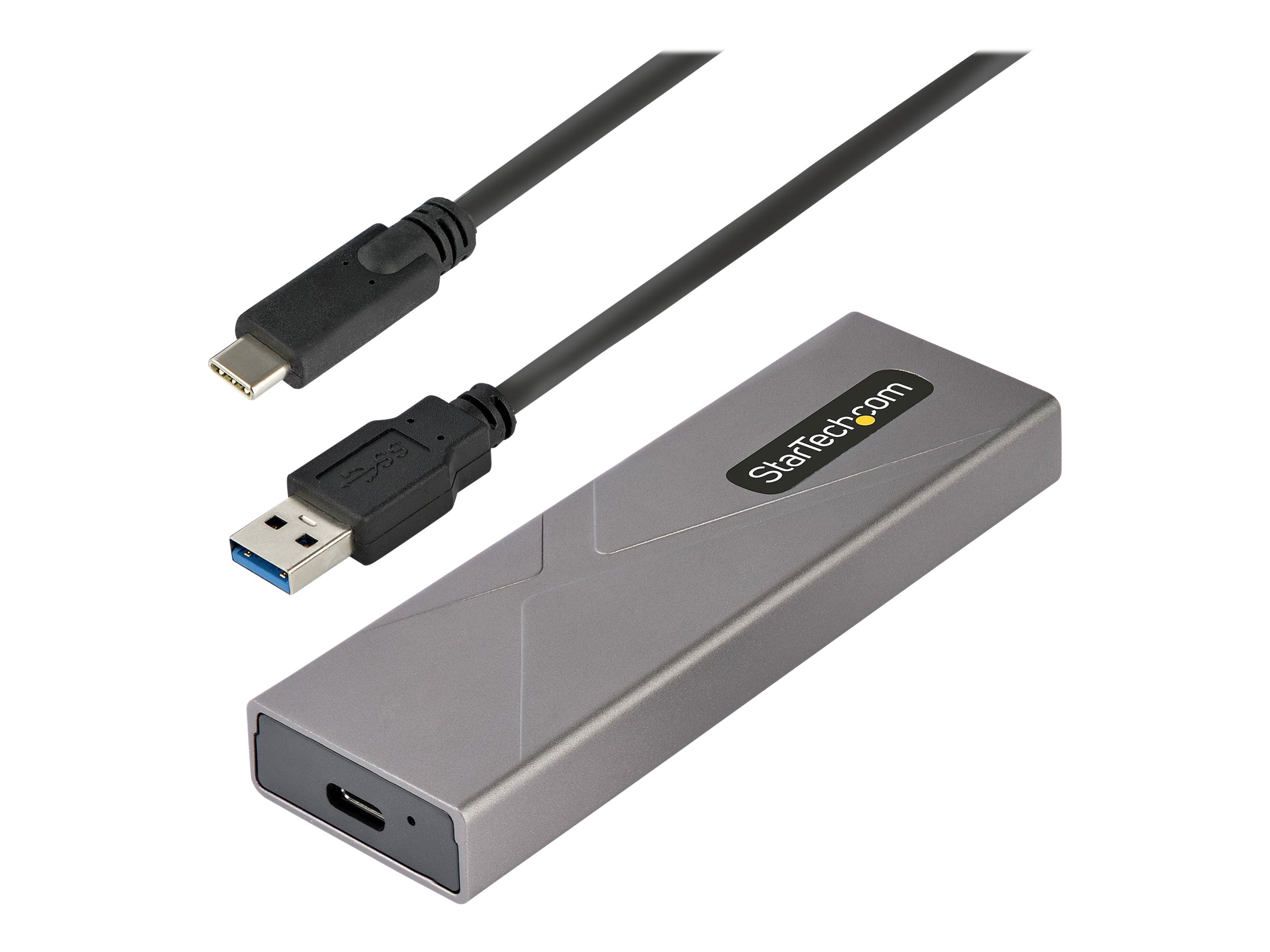 StarTech.com USB-C 10Gbps to M.2 NVMe or M.2 SATA SSD Enclosure, Tool-free M.2 PCIe/SATA NGFF SSD Enclosure, Portable Aluminum Case, USB Type-C & USB-A Host Cables, For 2230/2242/2260/2280 - Works w/ Thunderbolt 3 (M2-USB-C-NVME-SATA) - Speichergehä...