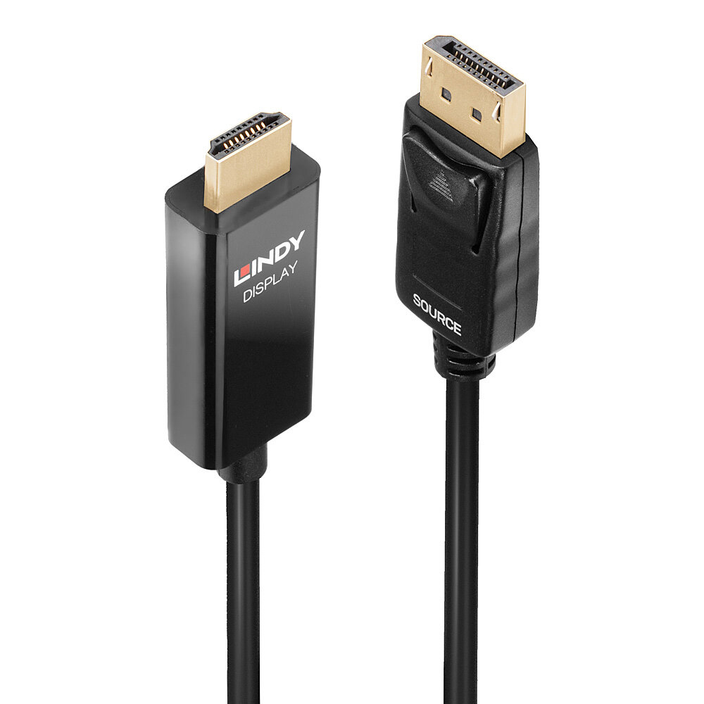 Lindy Adapterkabel - DisplayPort männlich eingerastet zu HDMI männlich - 5 m - abgeschirmt - Schwarz - aktiver Chip, Ansicht 2