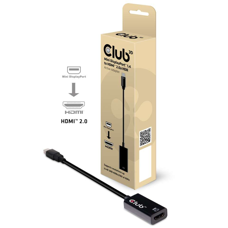 Club 3D Video- / Audio-Adapter - Mini DisplayPort (M) - bis HDMI (W) - 16.86 cm - 4K Unterstützung, Ansicht 2