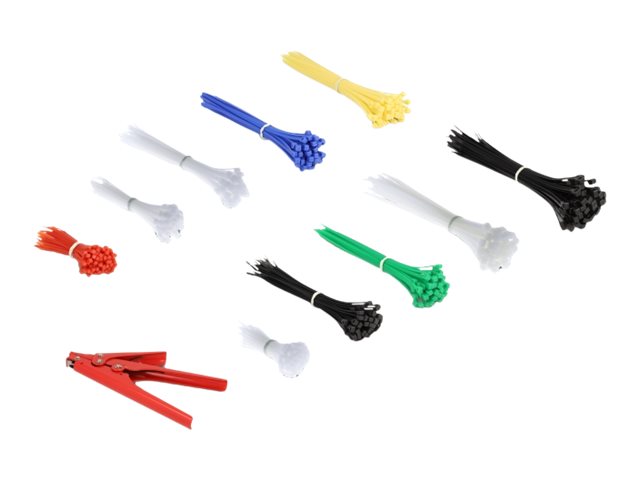 Delock Kabelbinder - Sortierbox mit Kabelbindern verschiedene Farben - Schwarz weiß Blau Gelb Rot grün (Packung mit 600)