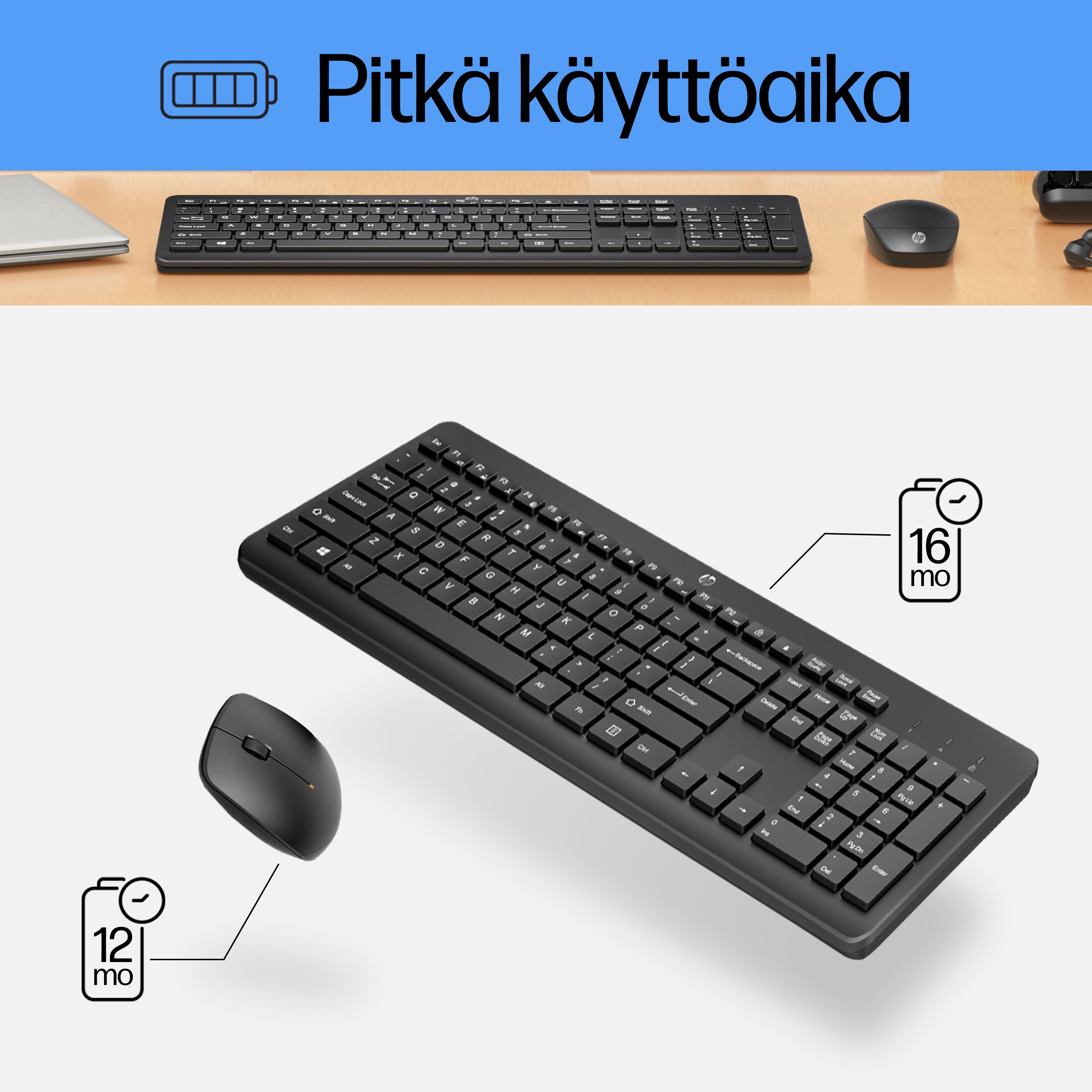 HP 230 - Tastatur-und-Maus-Set - kabellos - TL: UK, QWERTY, Ansicht 2