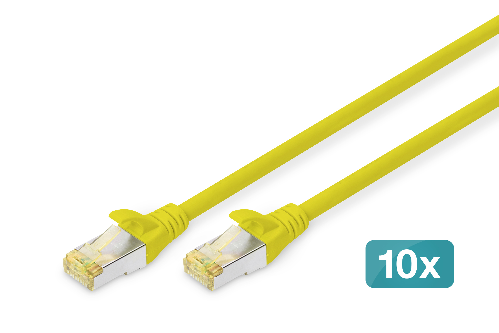 DIGITUS CAT 6A S/FTP Patchkabel, 10 Stück, 1 m, Cat6a, S/FTP (S-STP), RJ-45, RJ-45, Gelb