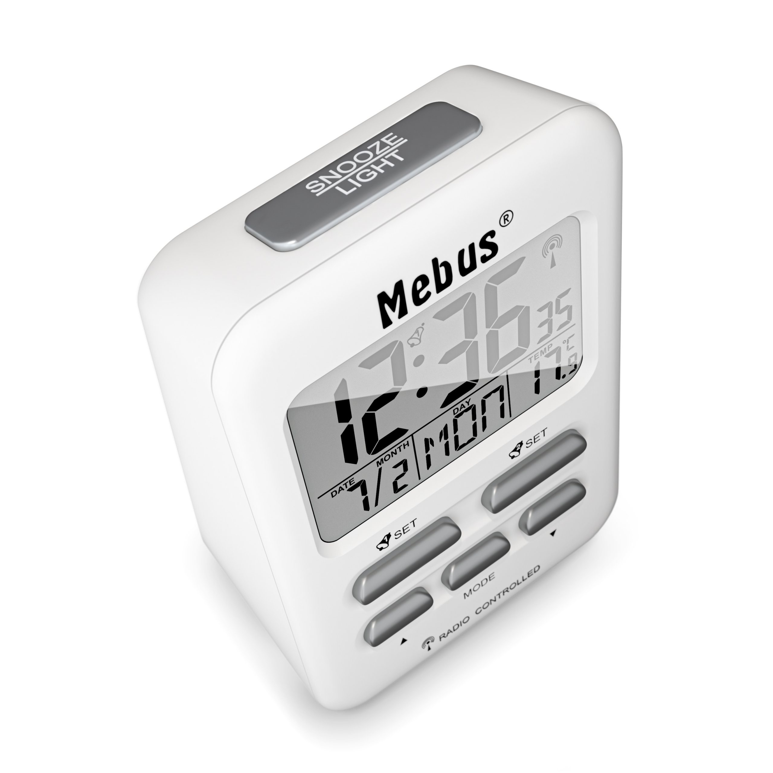 Mebus 25800 - Digitaler Wecker - Rechteck - Weiß - 12/24 h - F - °C - Blau, Ansicht 2