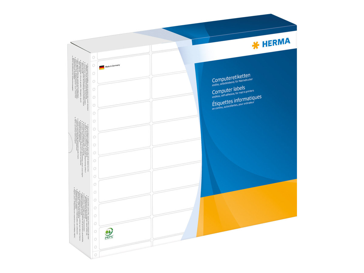HERMA Computer labels - Papier - matt - perforiert - weiß - 81.28 x 35.7 mm 16000 Etikett(en) (4 Bogen x 4000), Ansicht 3