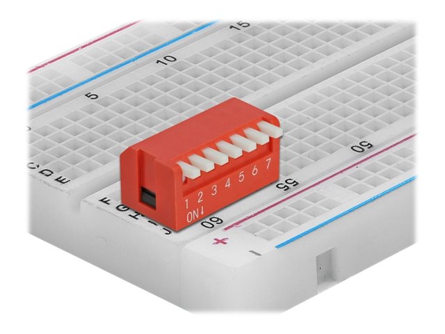 Delock DIP flip switch piano 7-digit 2.54 mm pitch THT vertical - DIP-Schalter - Rot (Packung mit 2)