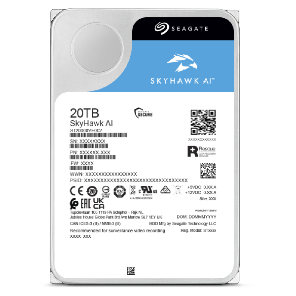 Seagate SkyHawk AI ST20000VE003 - Festplatte - 20 TB - intern - 3.5 (8.9 cm), Ansicht 3