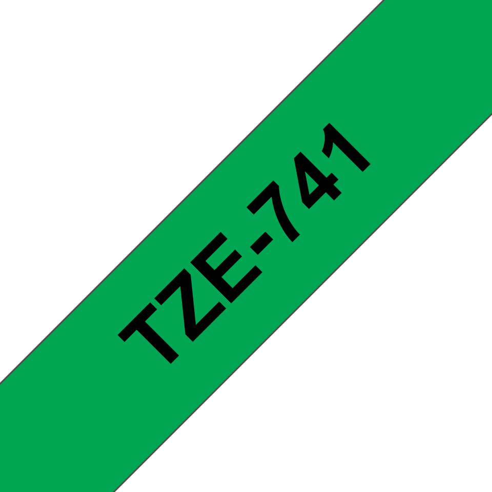 Brother TZe-741 - Standard-Klebstoff - Schwarz auf Grün - Rolle (1,8 cm x 8 m), Ansicht 2