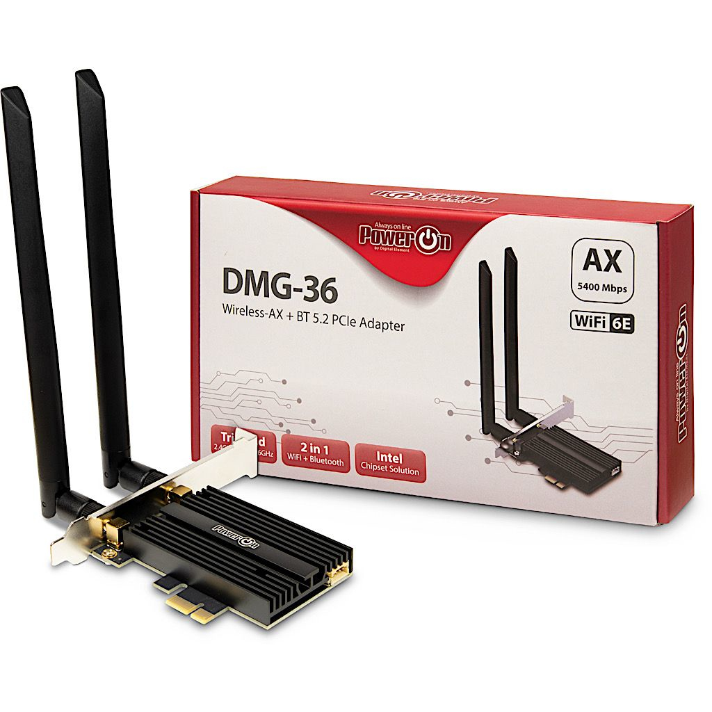 Inter-Tech DMG-36 - Netzwerkadapter - PCIe 2.0 - Bluetooth 5.2, 802.11ax (Wi-Fi 6E), Ansicht 2