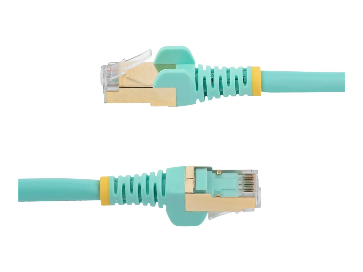 StarTech.com 5m CAT6A Ethernet Cable, 10 Gigabit Shielded Snagless RJ45 100W PoE Patch Cord, CAT 6A 10GbE STP Network Cable w/Strain Relief, Aqua, UL Certified Wiring/TIA - Category 6A - 26AWG (6ASPAT5MAQ)