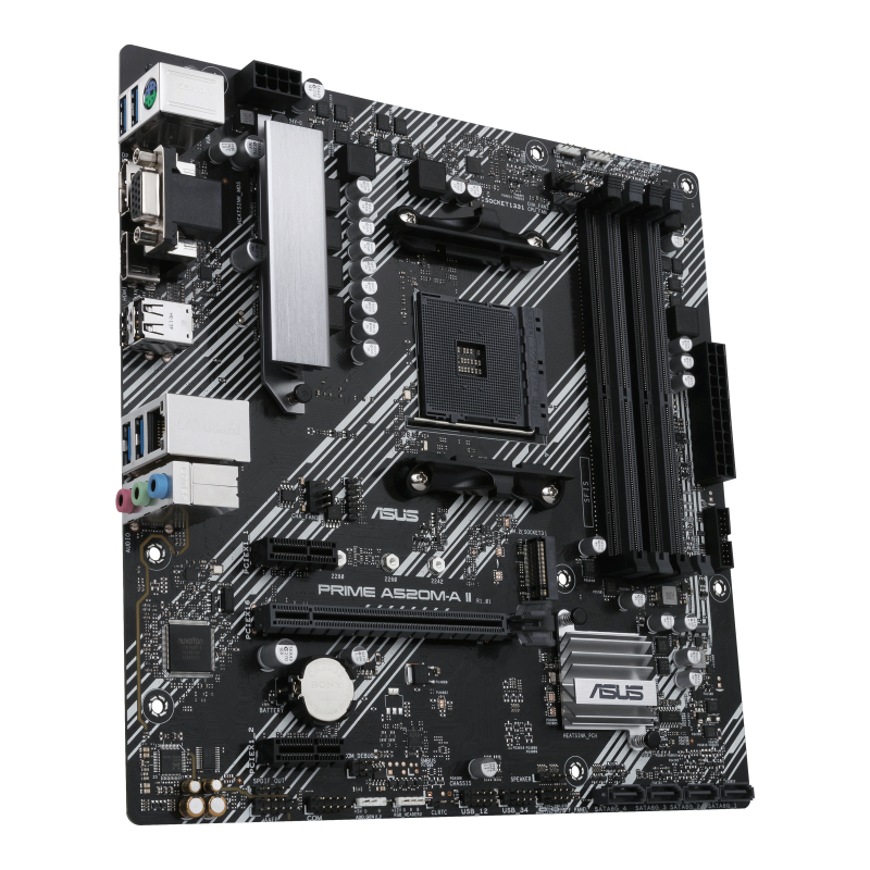 ASUS PRIME A520M-A II - Motherboard - micro ATX - Socket AM4 - AMD A520 - USB 3.2 Gen 1 - Gigabit LAN - Onboard-Grafik (CPU erforderlich)