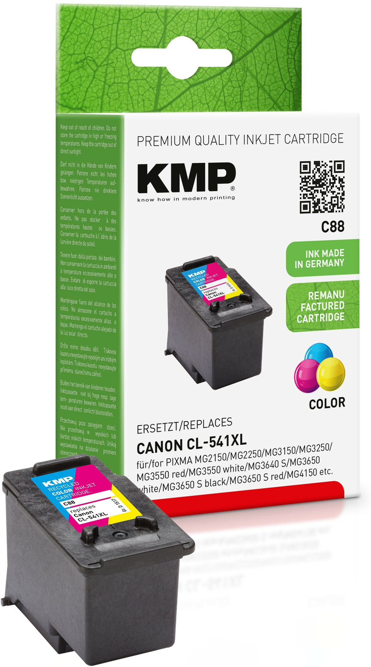 KMP C88 - 15 ml - Farbe (Cyan, Magenta, Gelb) - kompatibel - Tintenpatrone (Alternative: Canon 5226B005, Canon CL-541XL), Ansicht 3
