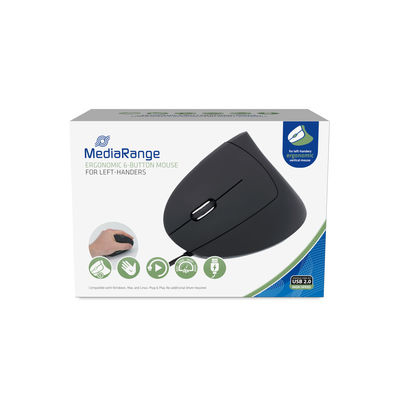 MEDIARANGE MROS231 - Linkshändig - Vertikale Ausführung - Optisch - USB Typ-A - 2400 DPI - Schwarz, Ansicht 4