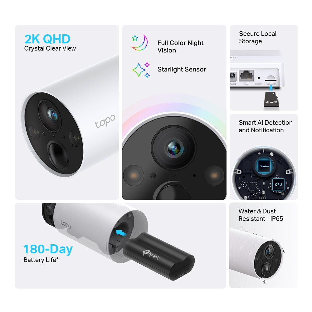 TP-LINK Tapo C420S1 - CCTV Sicherheitskamera - Innen & Außen - Kabellos - VGA - 25,4 / 3 mm (1 / 3 Zoll) - 113°, Ansicht 3