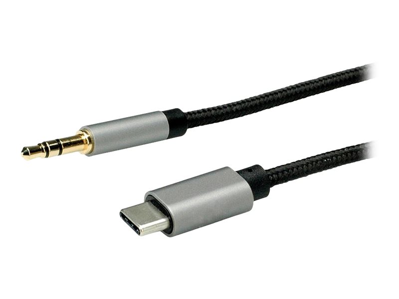 ROLINE Adapter USB-C auf Klinkenstecker - 24 pin USB-C männlich umkehrbar zu mini-phone stereo 3.5 mm männlich