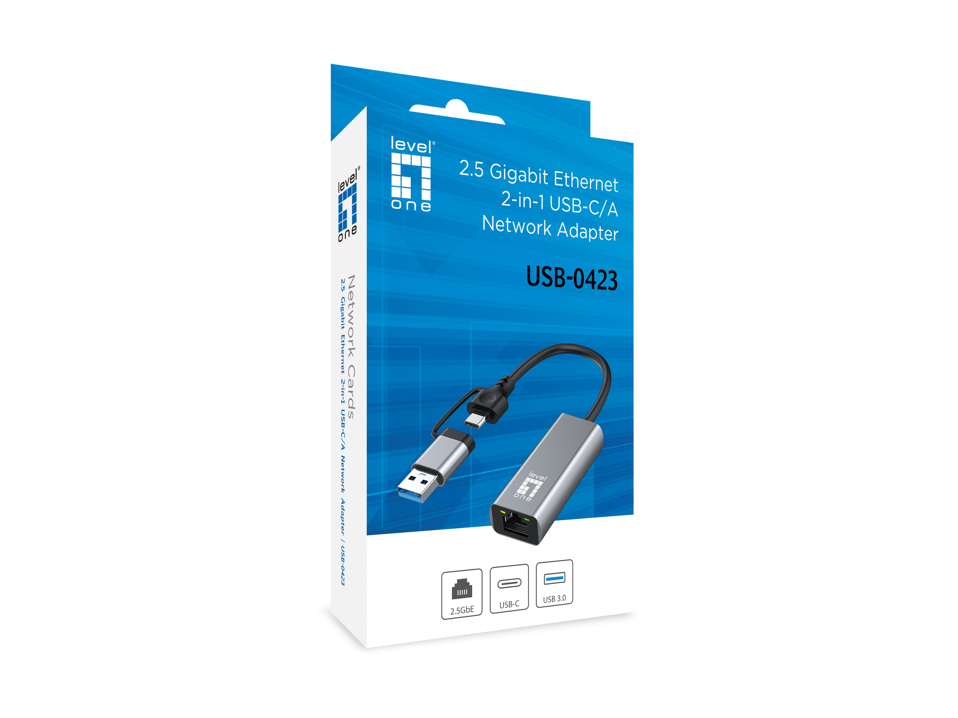 LevelOne Netzwerkadapter - USB-C 3.2 Gen 1 / USB-A 3.2 Gen 1, Ansicht 2