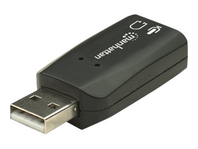 Manhattan USB-A Sound Adapter, USB-A to 3.5mm Mic-in and Audio-Out ports, 480 Mbps (USB 2.0)