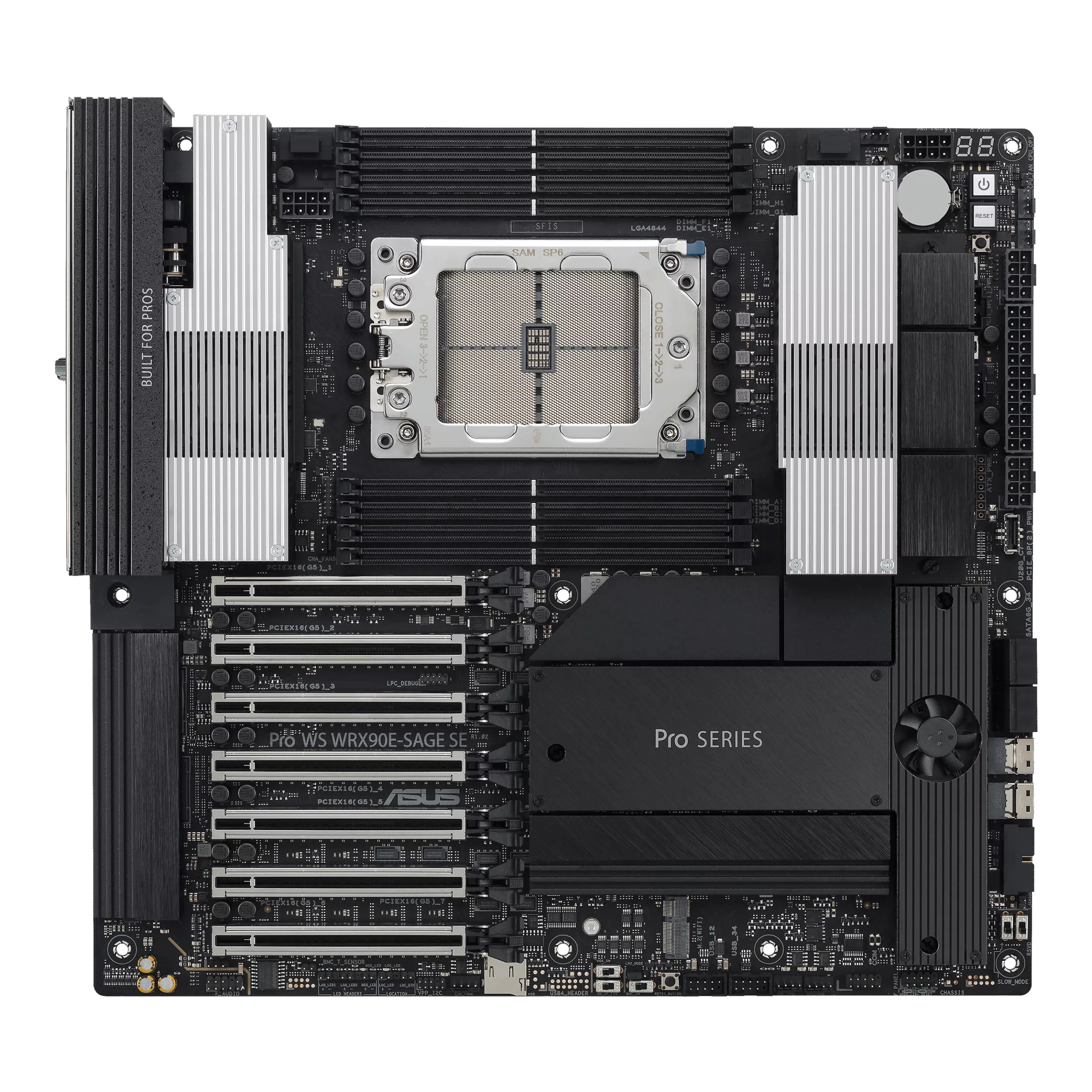 ASUS PRO WS WRX90E-SAGE SE - Motherboard - SSI EEB AST2600 - Socket sTR5 - AMD WRX90 Chipsatz - E-ATX, Ansicht 3