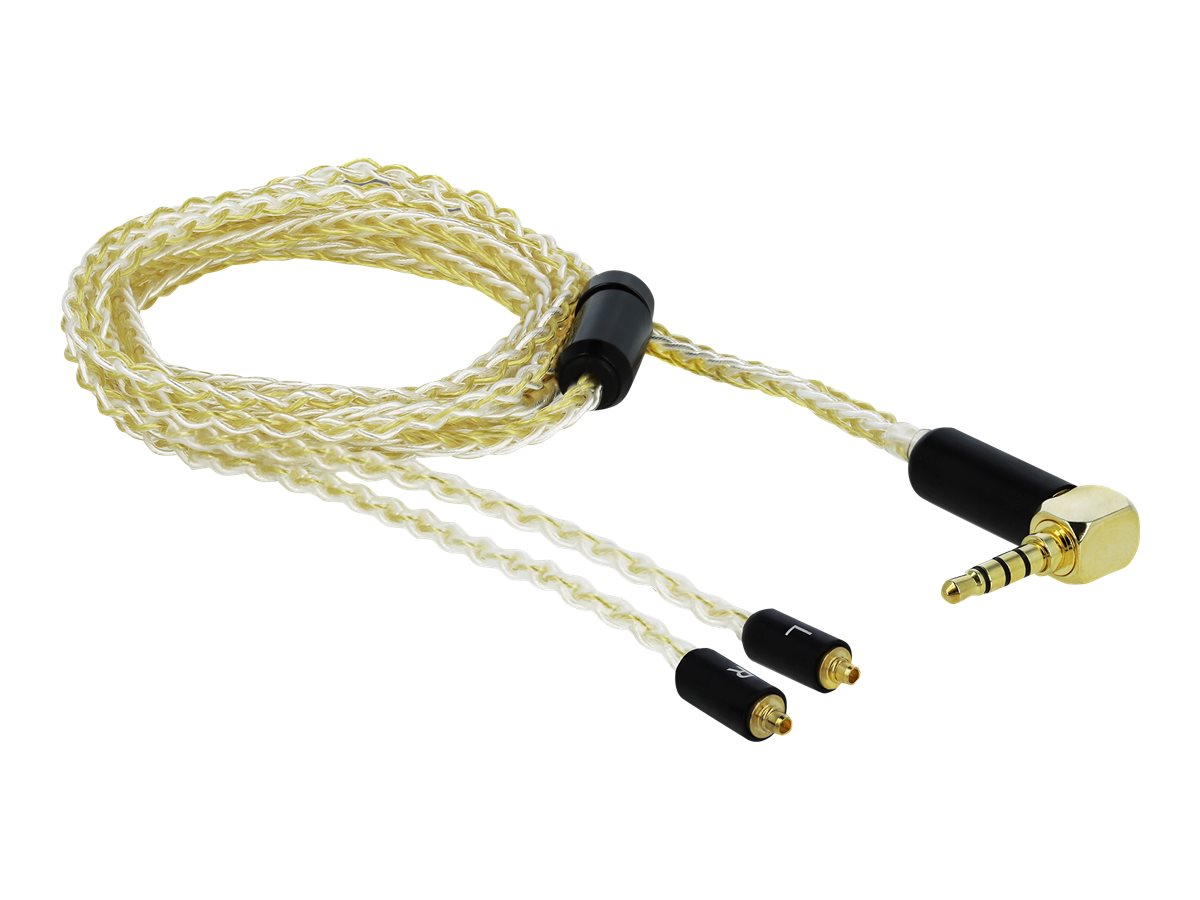 Delock Audio Kabel 3,5 mm 4 Pin Klinkenstecker gewinkelt zu 2 x MMCX Stecker 1,25 m
