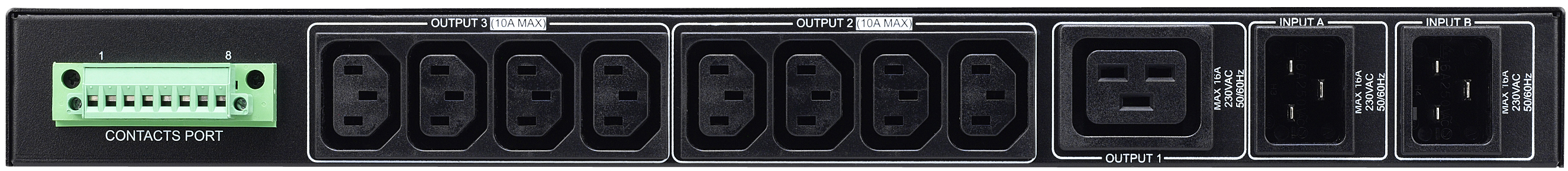 BlueWalker PowerWalker ATS - Redundant switch (Rack - einbaufähig) - Wechselstrom 220/230/240 V - RS-232, Ansicht 2