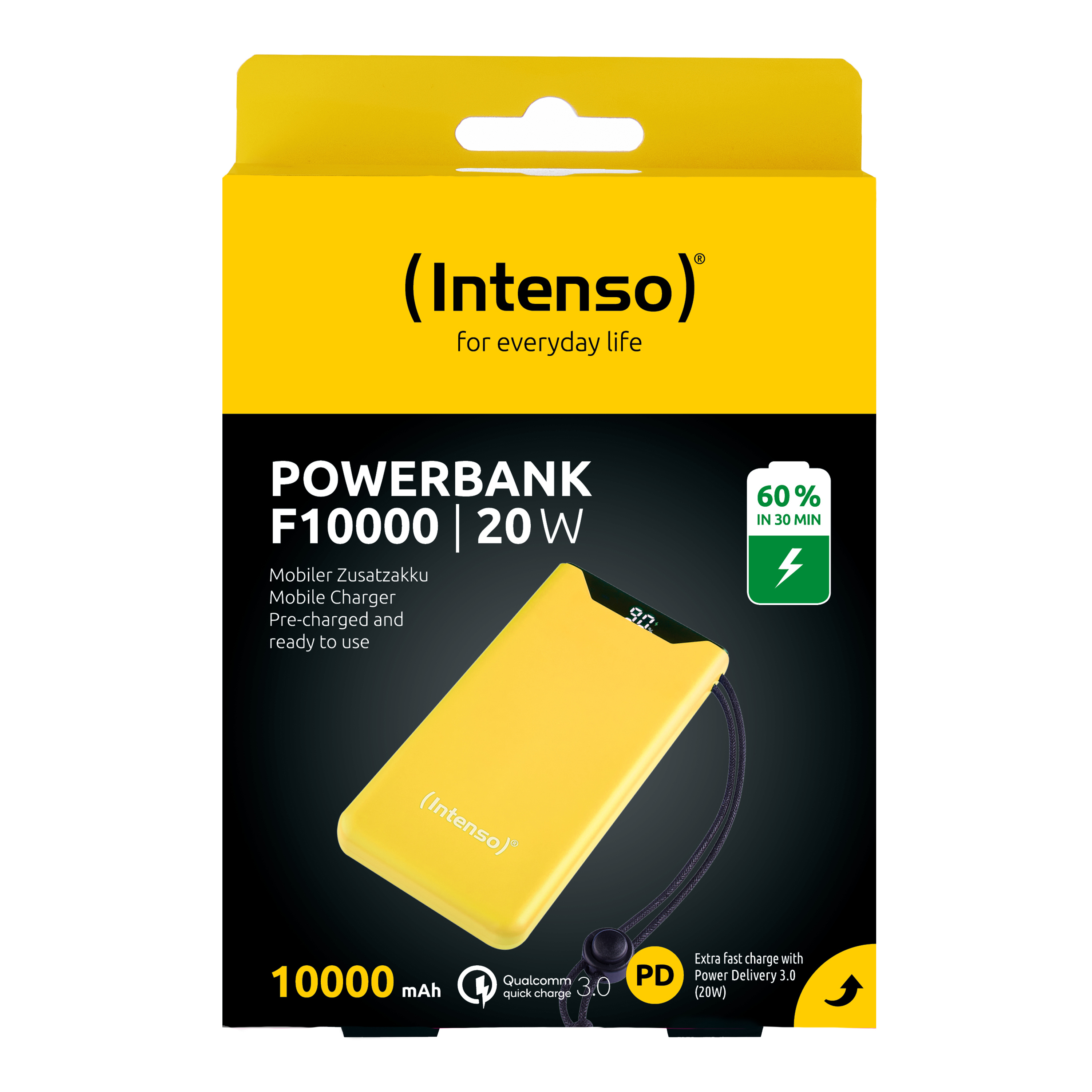 Intenso Powerbank F10000 Yellow gelb 10.000 mAh PD 3.0 Quick Charge 3.0, Ansicht 2